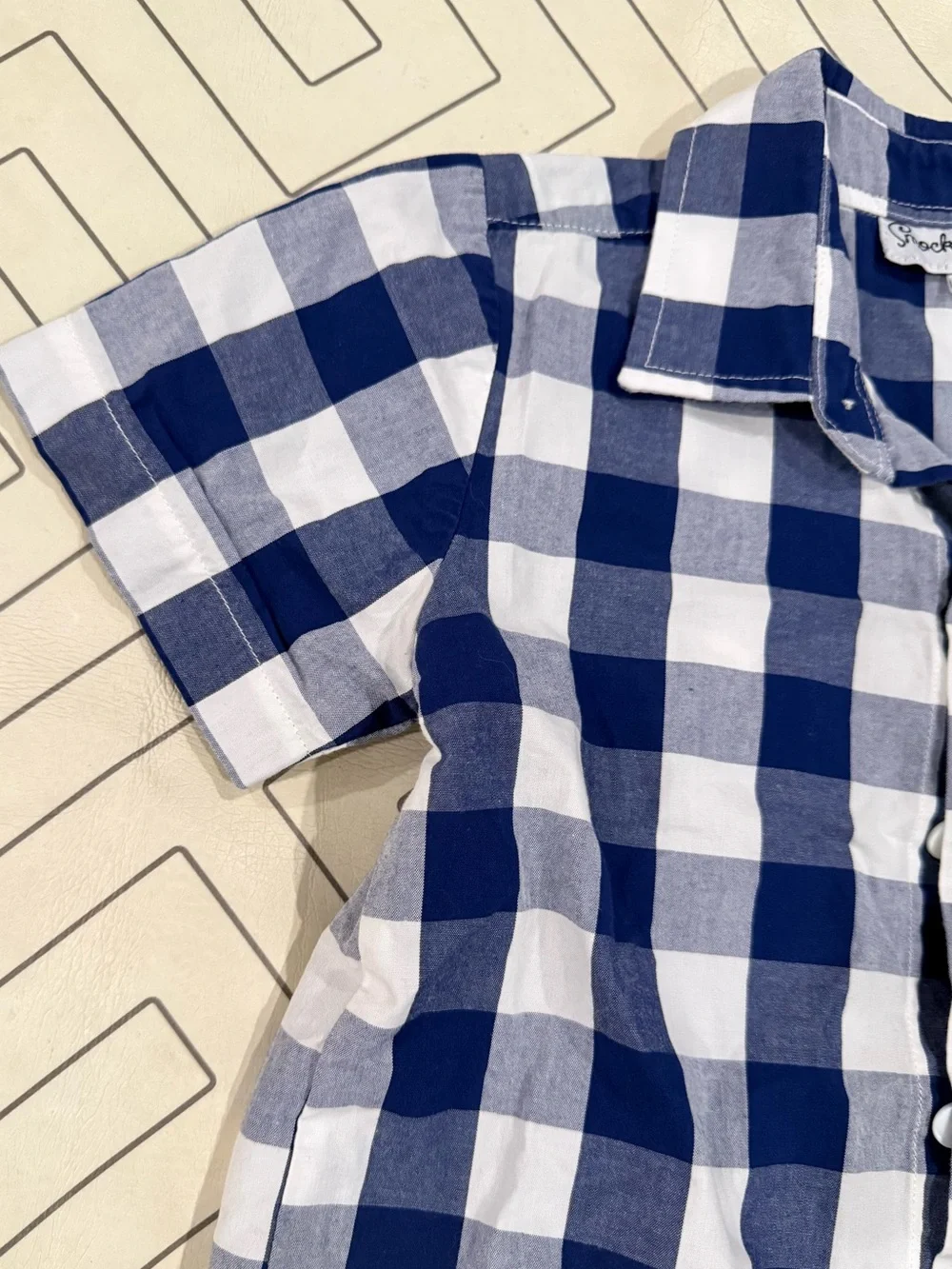 Smockingbird Navy & White Check Short-Sleeve Button Down